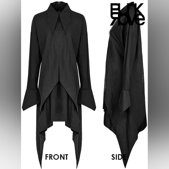 Gothic Bat Wings Shirt Dress - Black - Picture 4 of 5